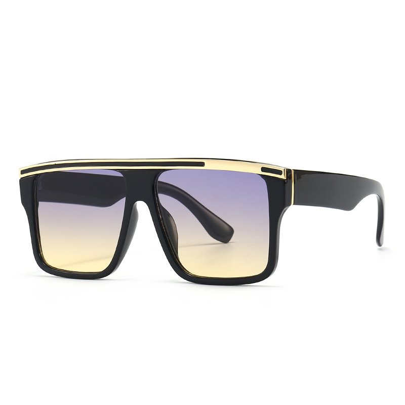 Wholesale Fashion Square Oversize Sunglasses with Flat Top PC Frame - Everful