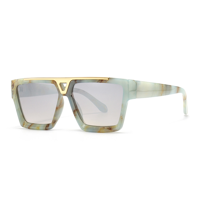 Wholesale Square Oversized Sunglasses with Metal Frame V Decoration - Everful