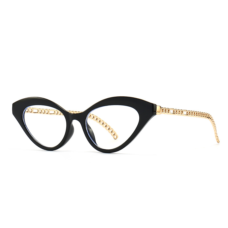Retro Cat Eye Anti Blue Light Glasses For Women Fashion Metal Chain Temple PC Frame UV400 Computer Optical Eyewear