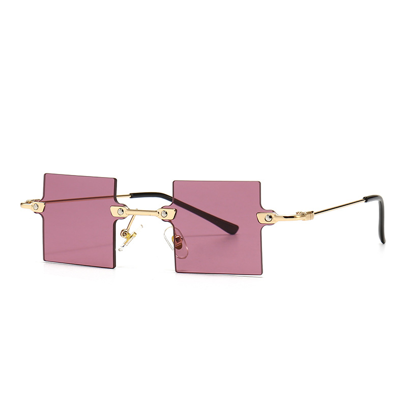 Wholesale Modern Rimless Square Sunglasses Women UV400 Metal Temples - Everful