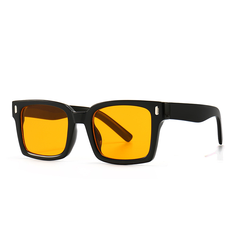 Modern Retro Square Frame Sunglasses For Men Women UV400 PC Frame Metal Rivet Decorative Outdoor Street Style Fashion Eyewear