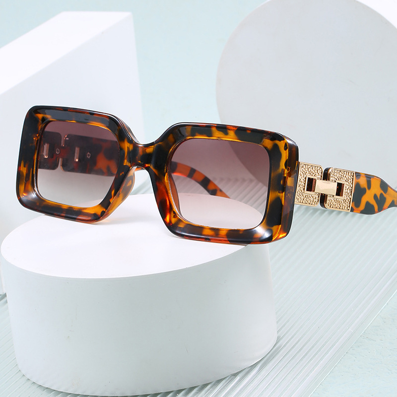 Wholesale Vintage Rectangle Sunglasses with Metal Chain Temples For Women - Everful
