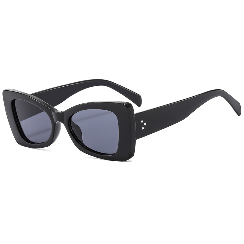 Wholesale Retro Cat Eye Sunglasses Thick Plastic Frame With Triple Rivets - Everful