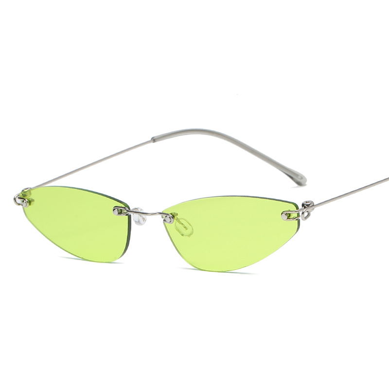 Wholesale Rimless Triangle Cat Eye Sunglasses with Metal Frame for Women Men - Everful