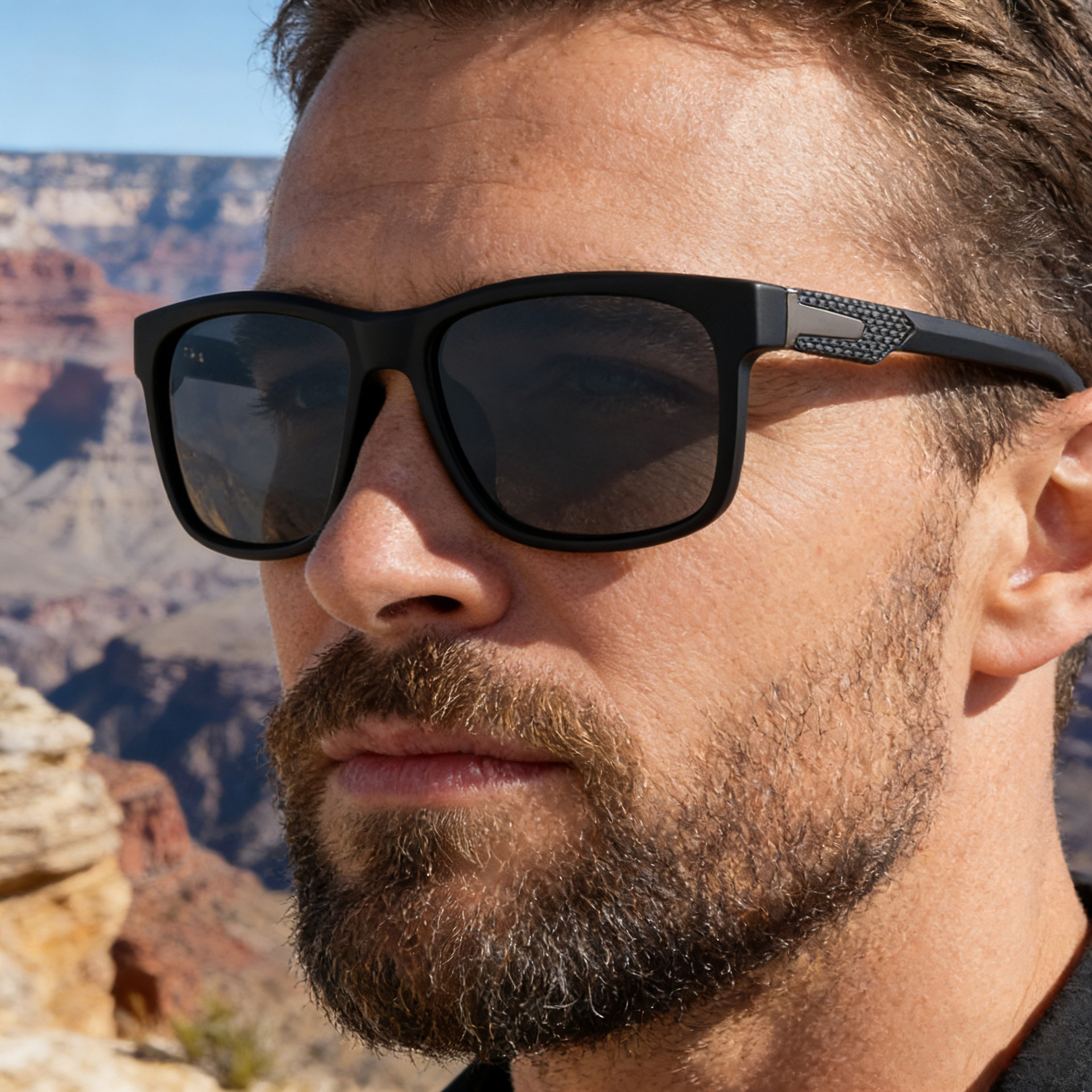 Wholesale Men Polarized Sunglasses UV400 Matte Square Frame For Outdoor - Everful