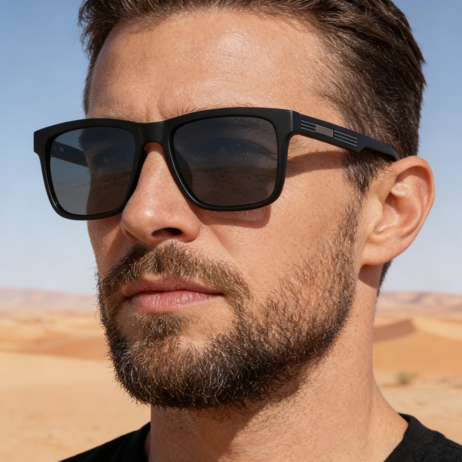 Wholesale Men Square Polarized Sunglasses with Matte Frame UV400 - Everful