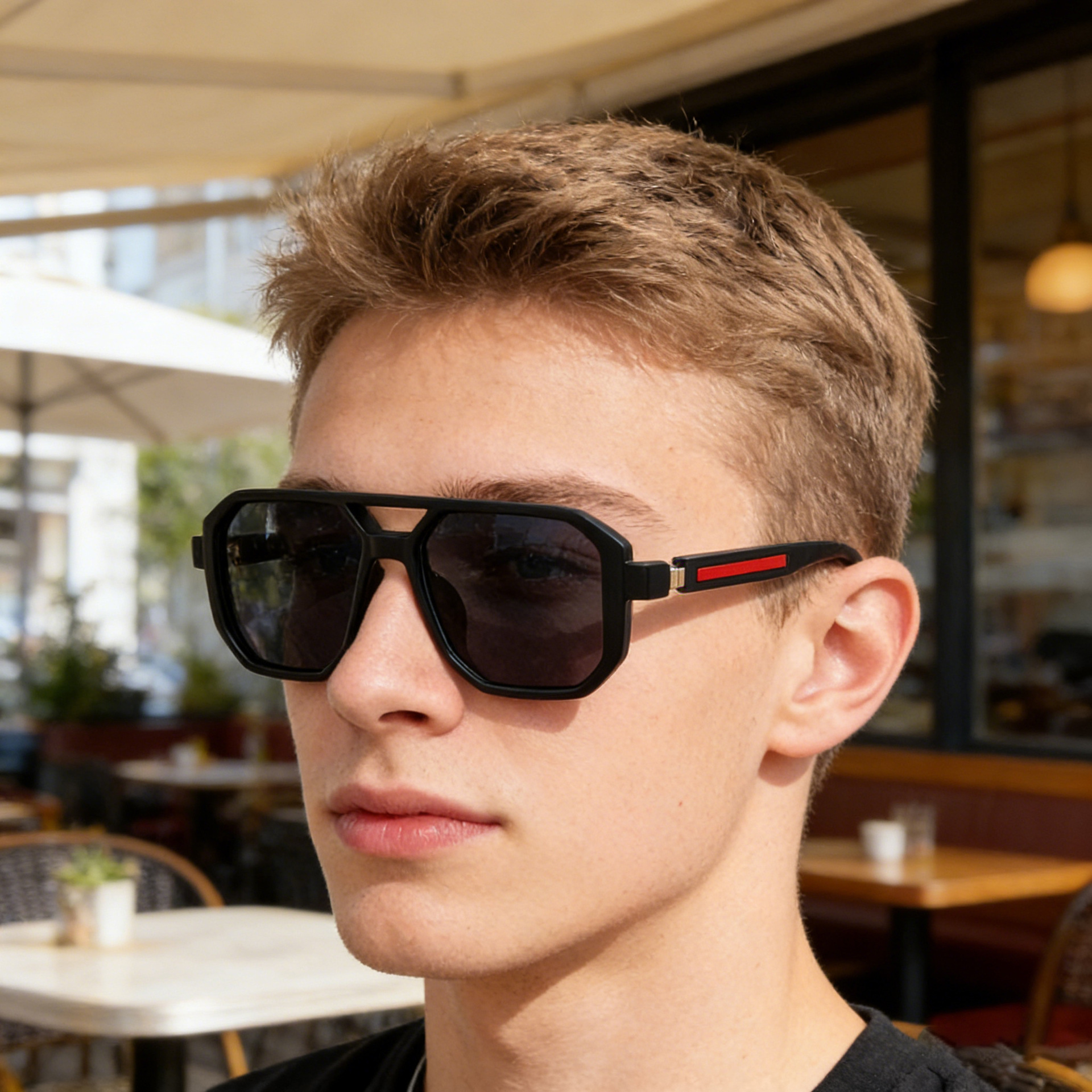 Men's Retro Square Polarized Sunglasses UV400 Protection PC Frame TAC Lens Double Bridge Outdoor Driving Fashion Sunglasses