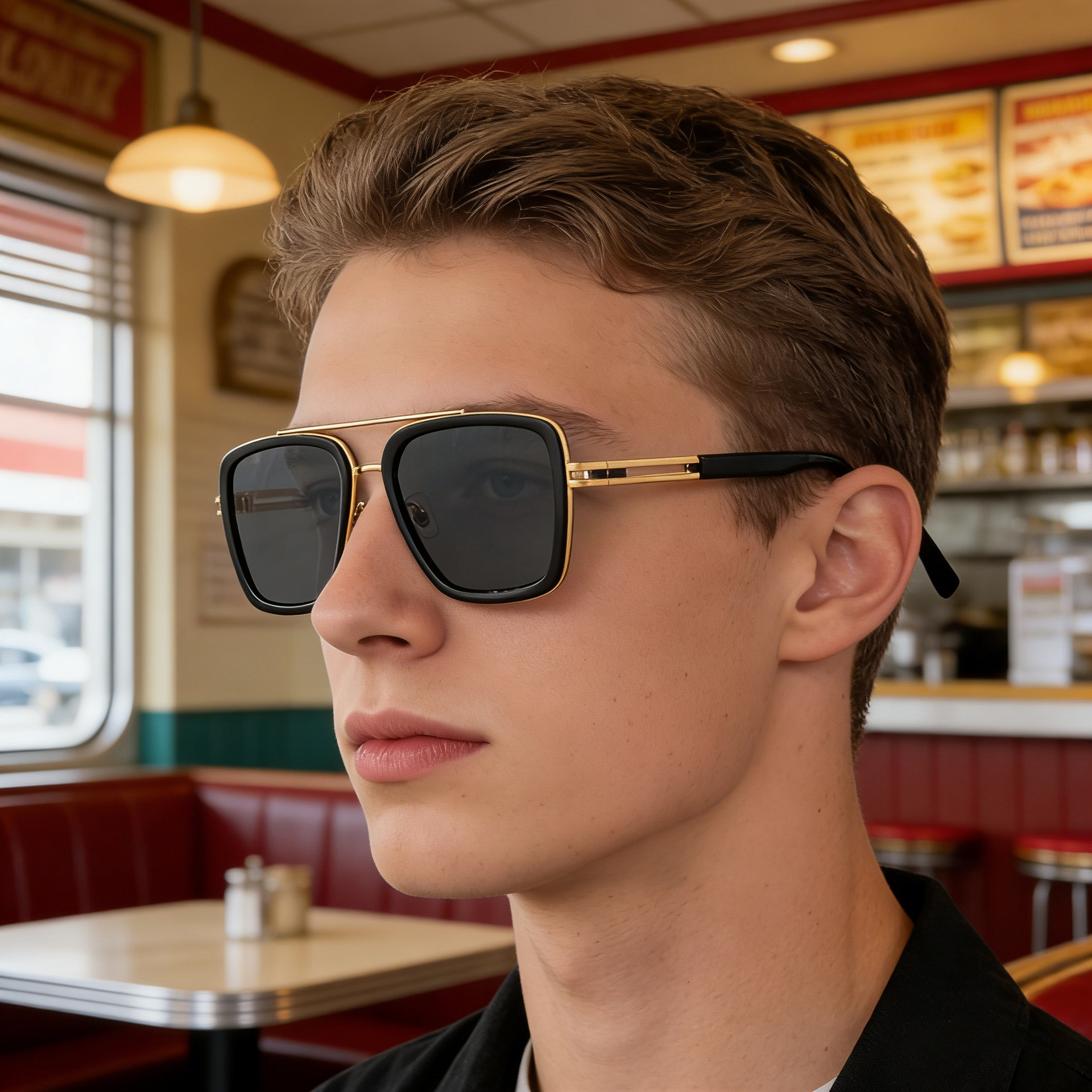 Wholesale Square Frame Double Bridge Sunglasses Retro Metal Plastic Eyewear - Everful