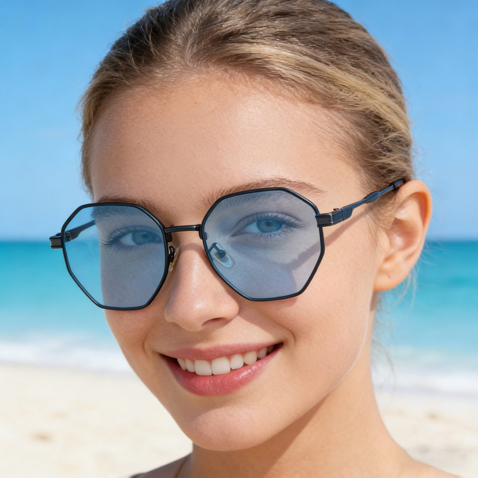 Wholesale Polygonal Metal Sunglasses UV400 Gradient Lenses For Men Women - Everful