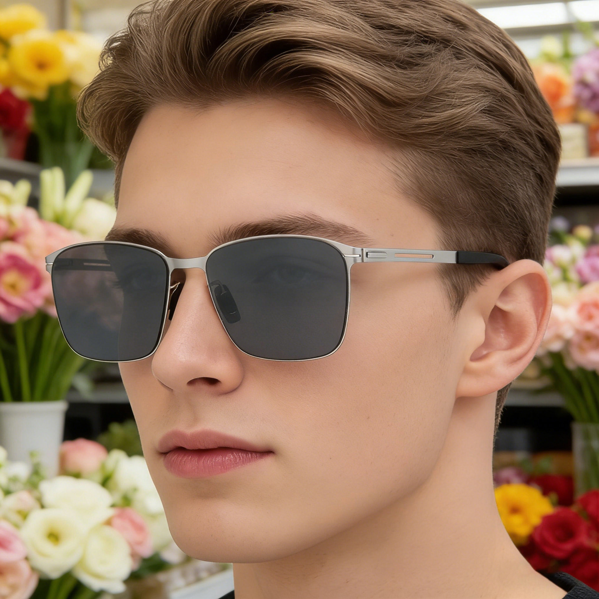 Wholesale Polarized Sunglasses Stainless Steel Square Frame For Men - Everful