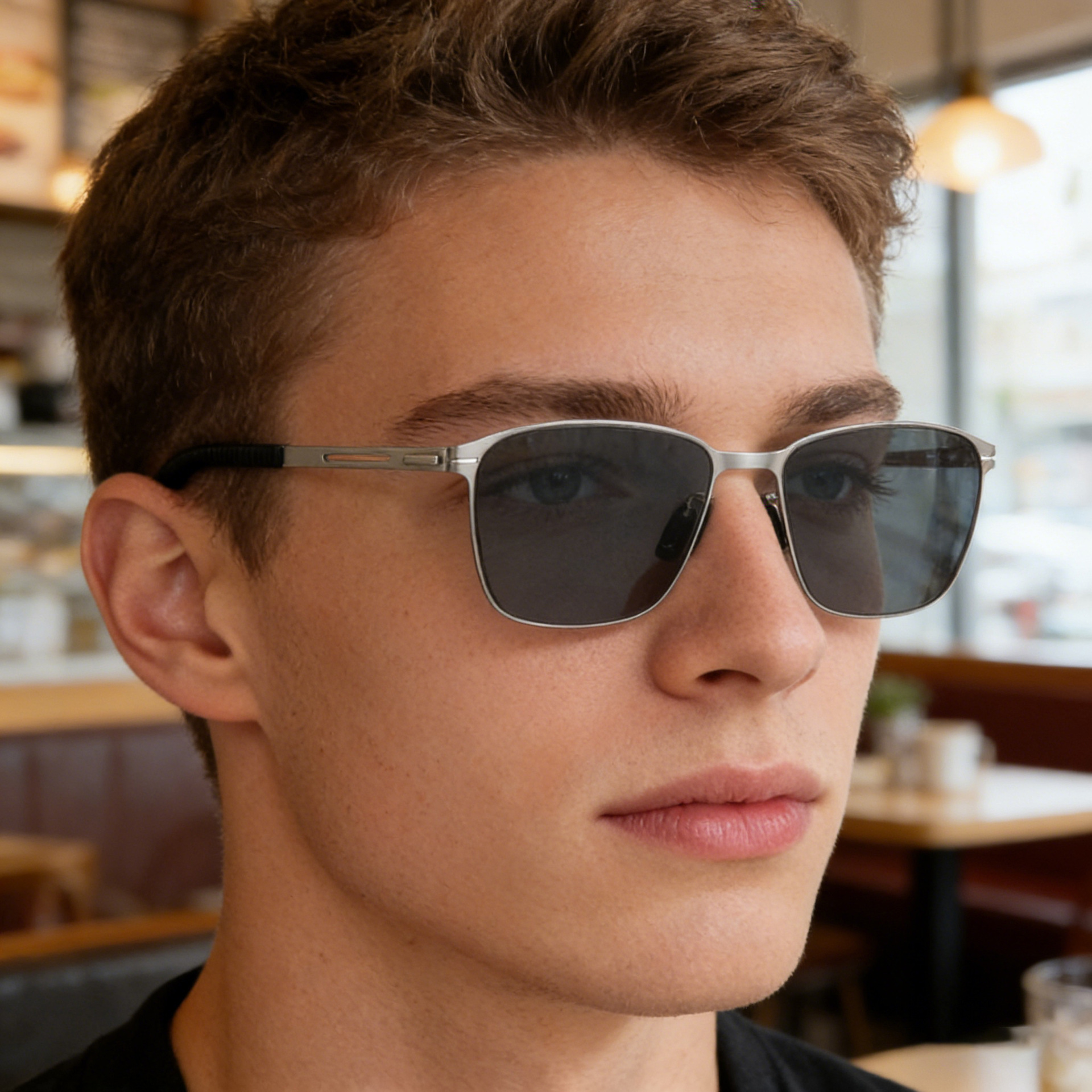 Wholesale Men Polarized Sunglasses Stainless Steel Square Frame UV400 - Everful