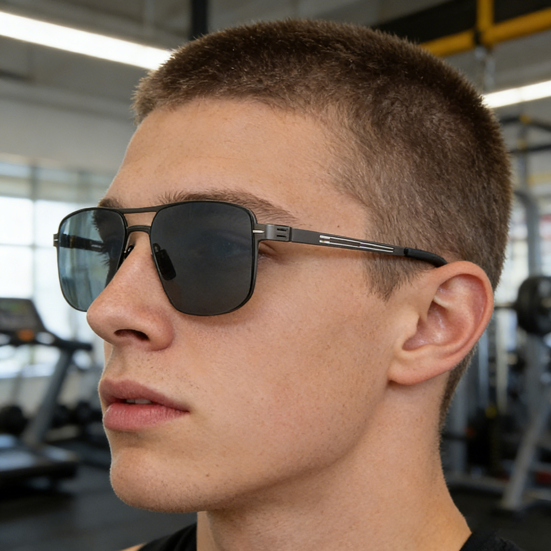 Wholesale Men Polarized Sunglasses Square Metal Frame Double Bridge - Everful