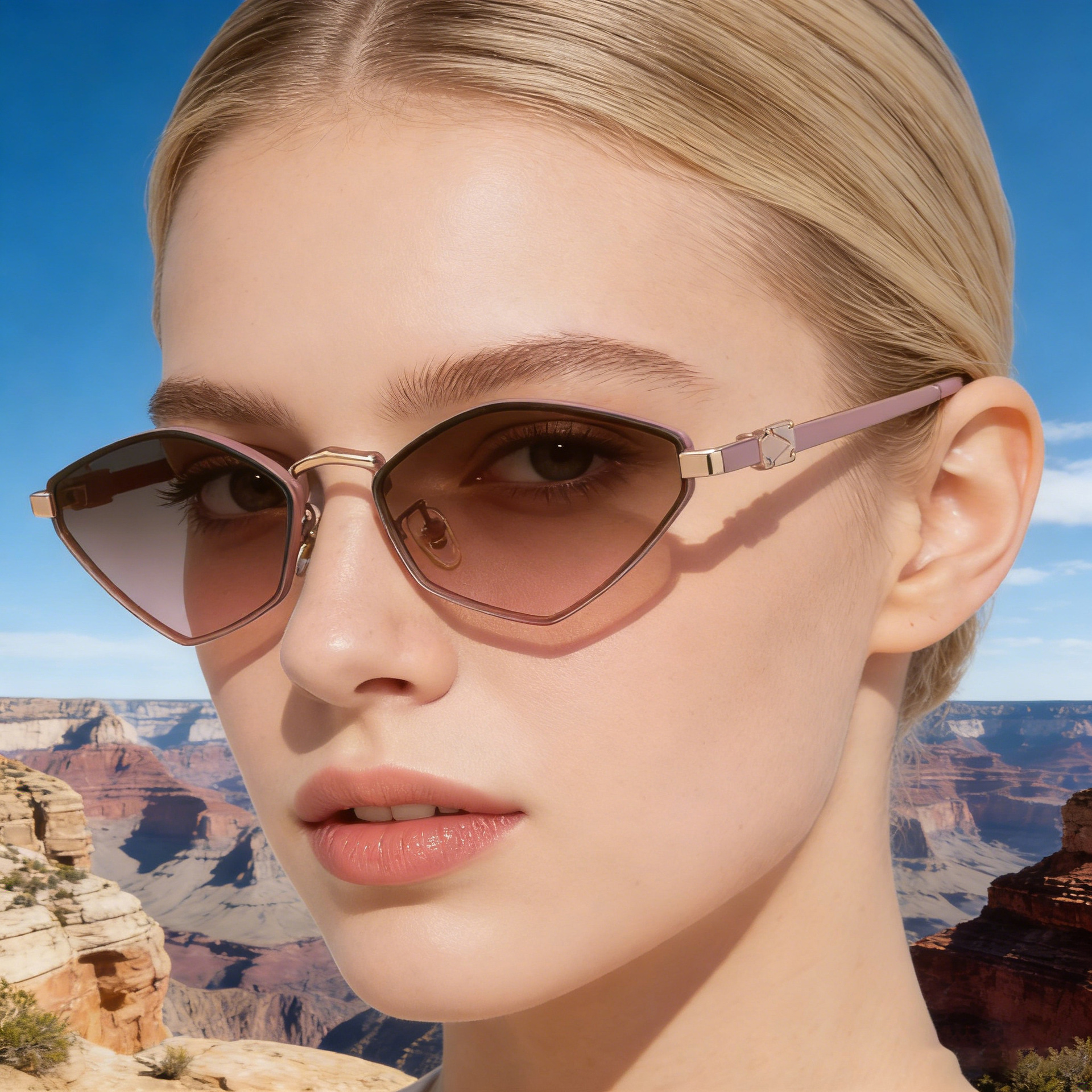 Wholesale Geometric Polygon Sunglasses Metal Frame UV400 For Women - Everful
