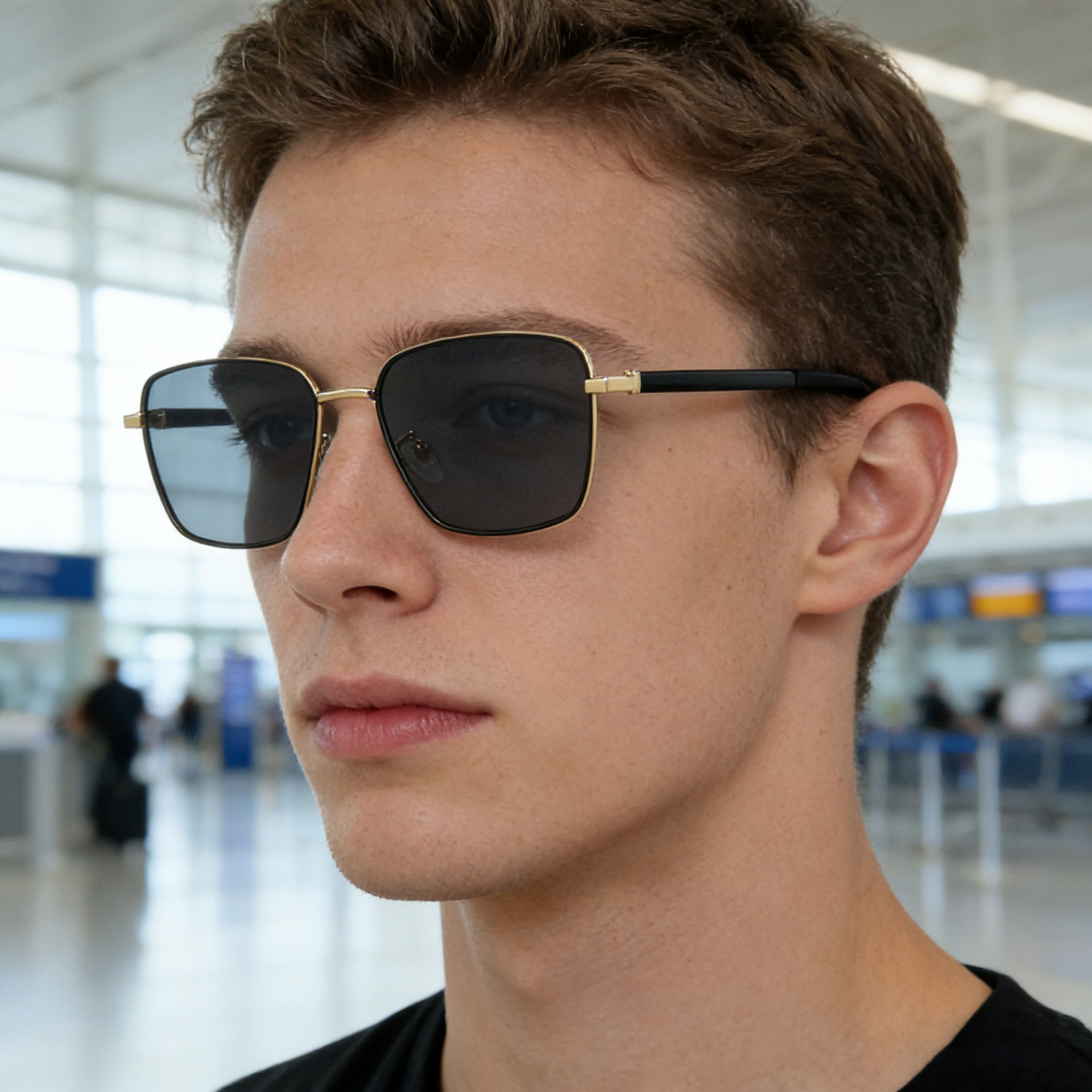 Wholesale Men Fashion Square Polarized Sunglasses With Metal Temples - Everful