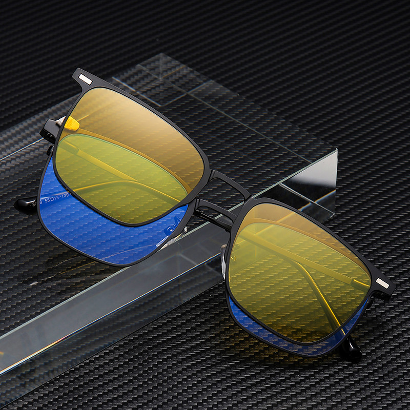 Wholesale Men Square Metal Frame Sunglasses With Polarized Magnetic Clip - Everful