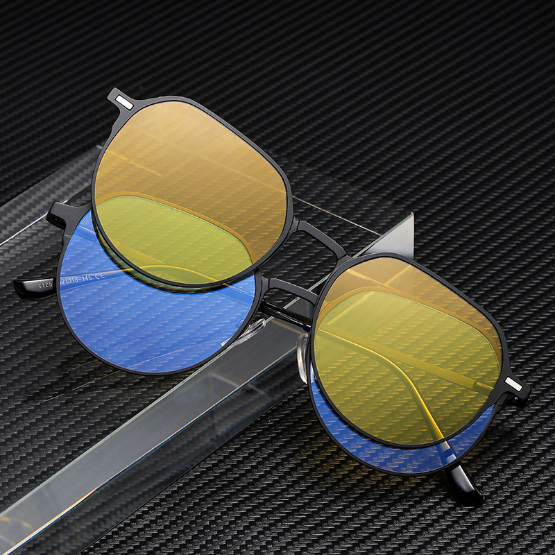 Wholesale Magnetic Clip-on Sunglasses Round Polygon Polarized Frame - Everful