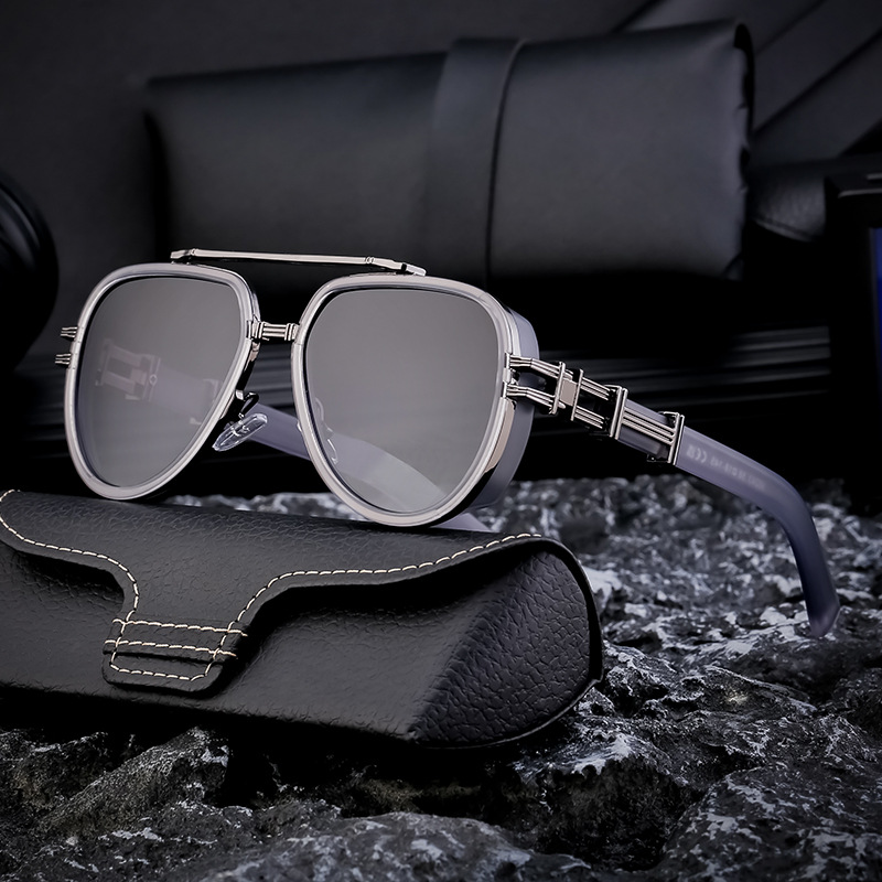 Wholesale Men's Polarized Steampunk Sunglasses with Vintage Metal Frame - Everful