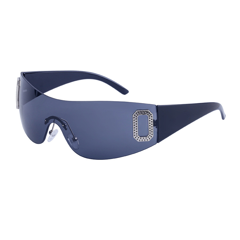 Wholesale Y2K Oversized Shield Sunglasses With Rhinestone Decor For Women Men - Everful