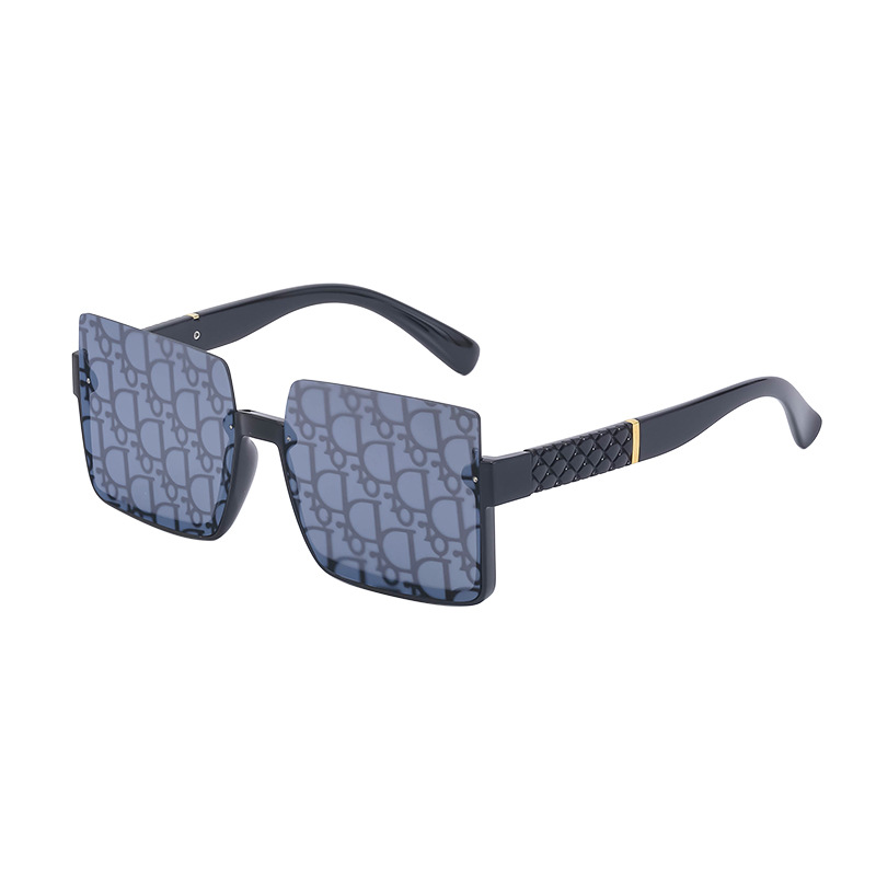 Wholesale Square Large Frame Sunglasses with Rhombus Texture For Women Men - Everful