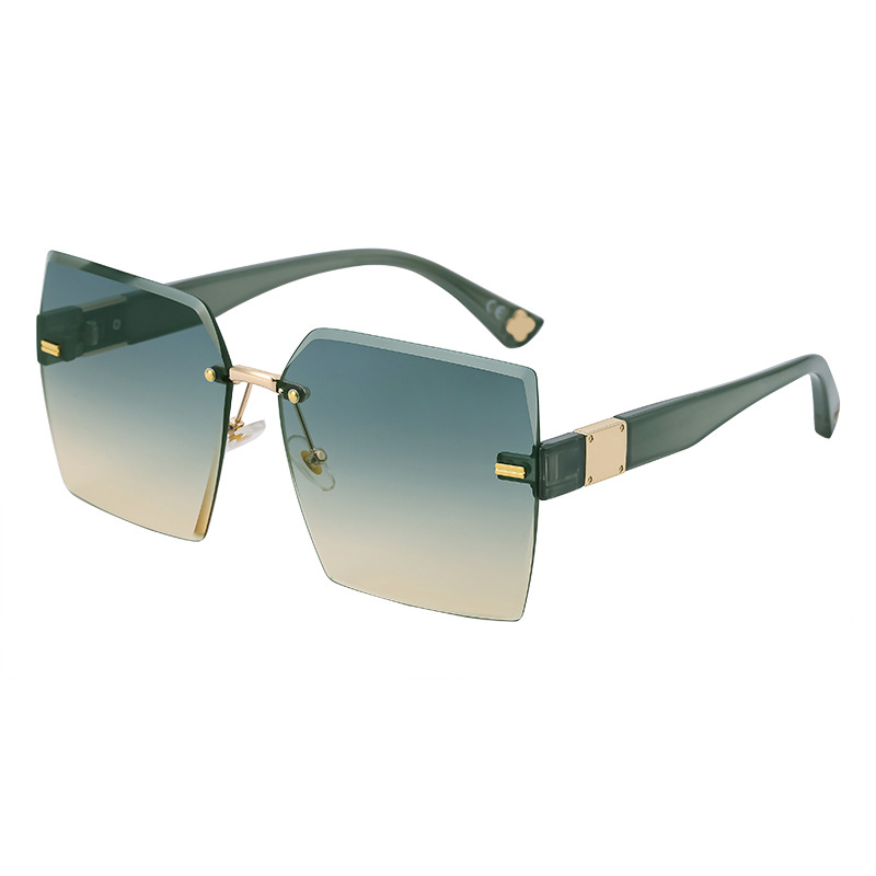 Wholesale Women Rimless Oversized Square Sunglasses Gradient Lens - Everful