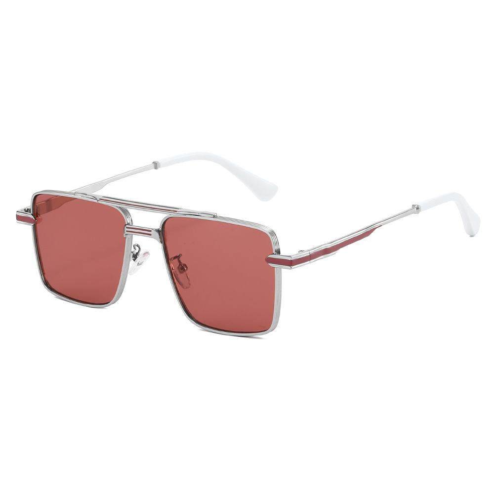 Wholesale Retro Square Metal Frame Sunglasses With Double Bridge - Everful