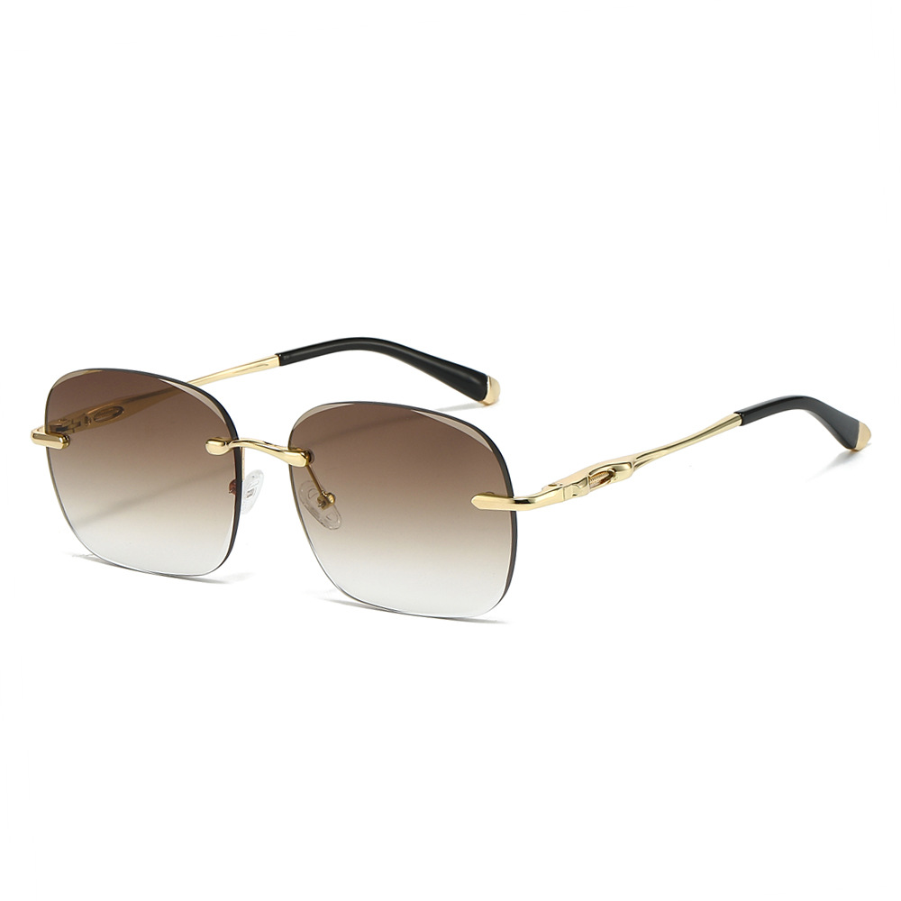 Wholesale Rimless Diamond Shaped Sunglasses UV400 Protection Metal Frame - Everful