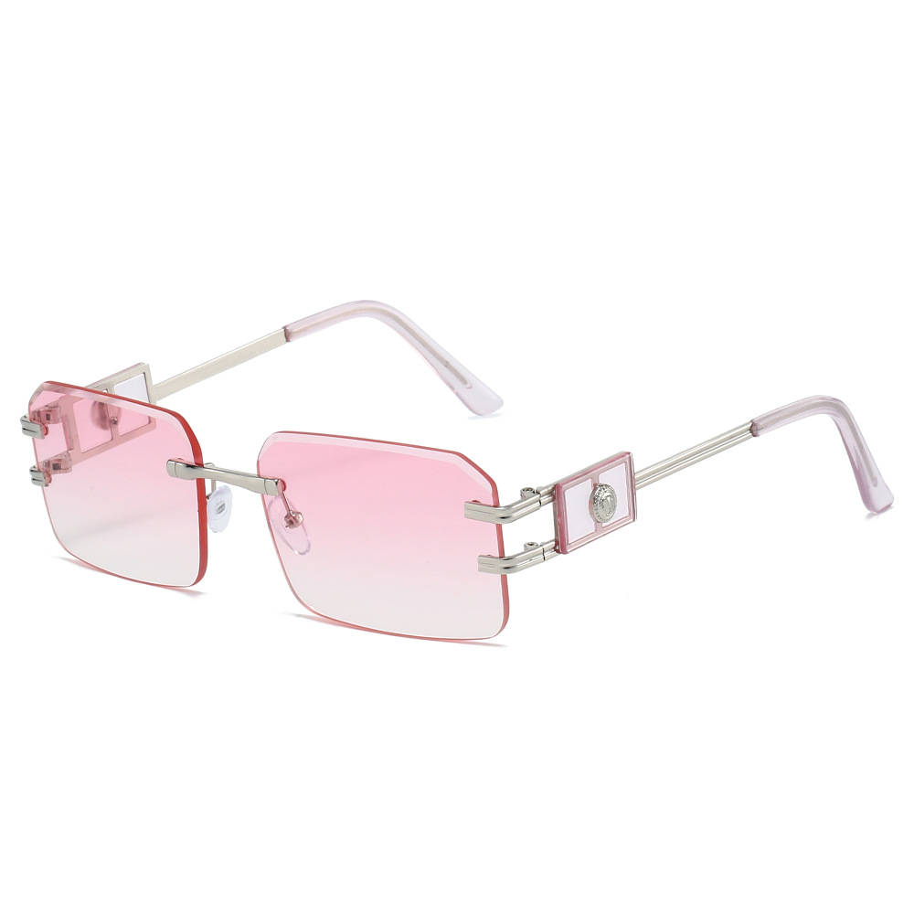 Wholesale Rimless Square Metal Sunglasses with Medusa Relief For Women - Everful