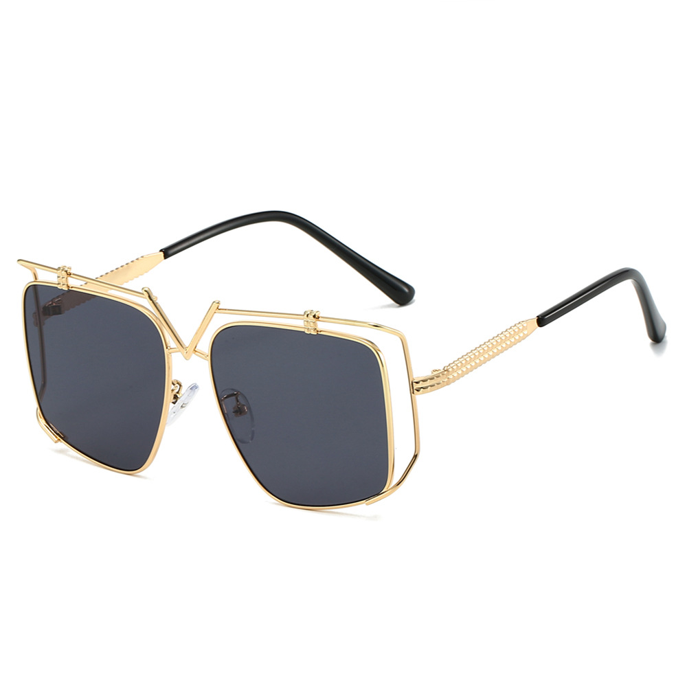 Wholesale Luxury Metal Oversized Square Sunglasses With V-Shaped Bridge - Everful