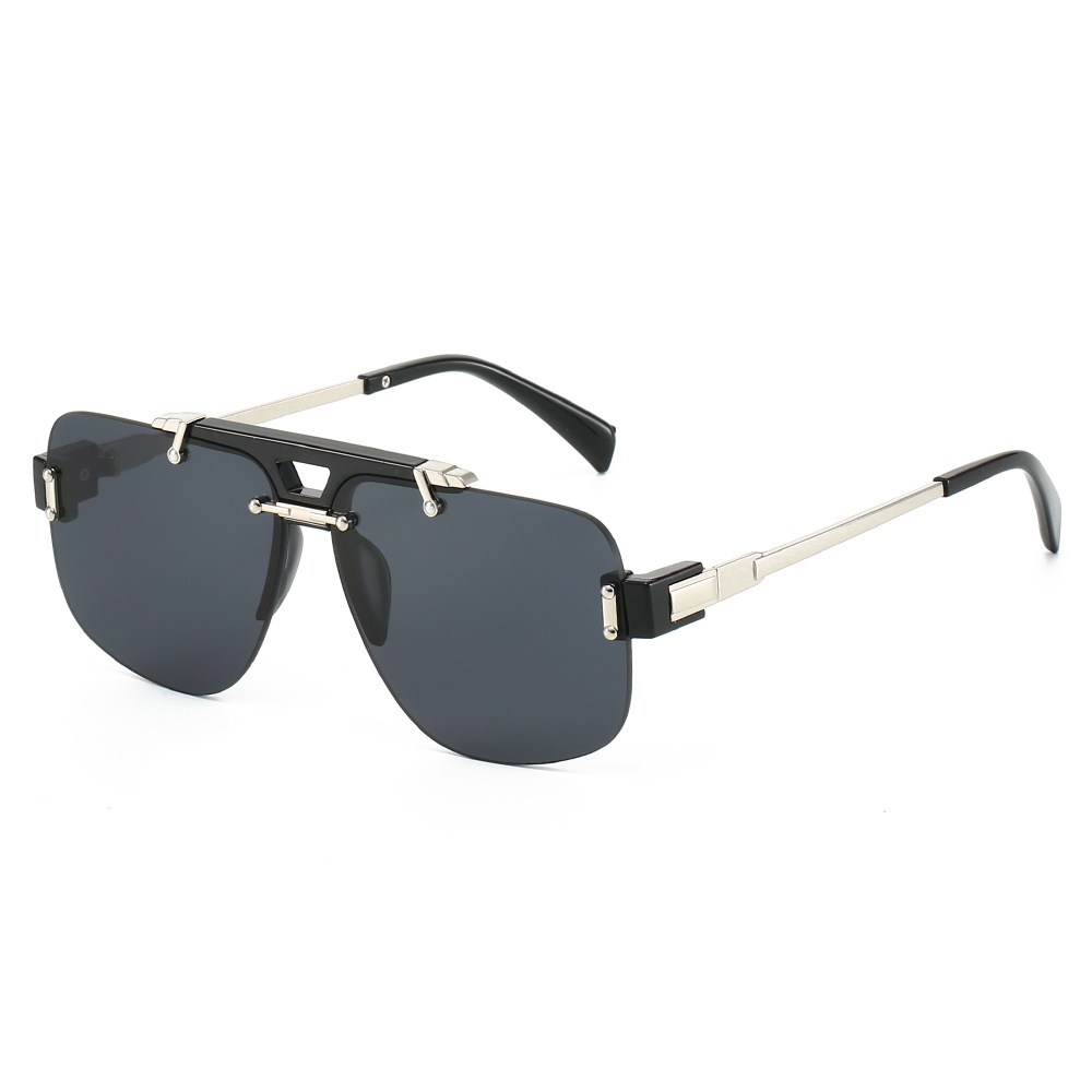Wholesale Square Half Frame Sunglasses Luxury Metal PC UV400 Protection - Everful