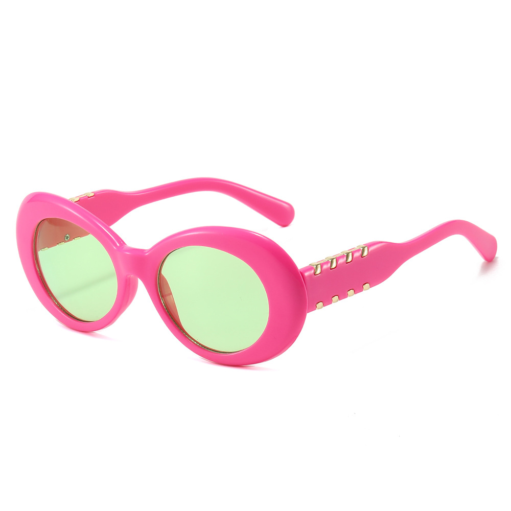 Retro Oval Small Frame Sunglasses With Metal Rivets Decoration PC Material UV400 Protection Fashion Vintage For Men Women