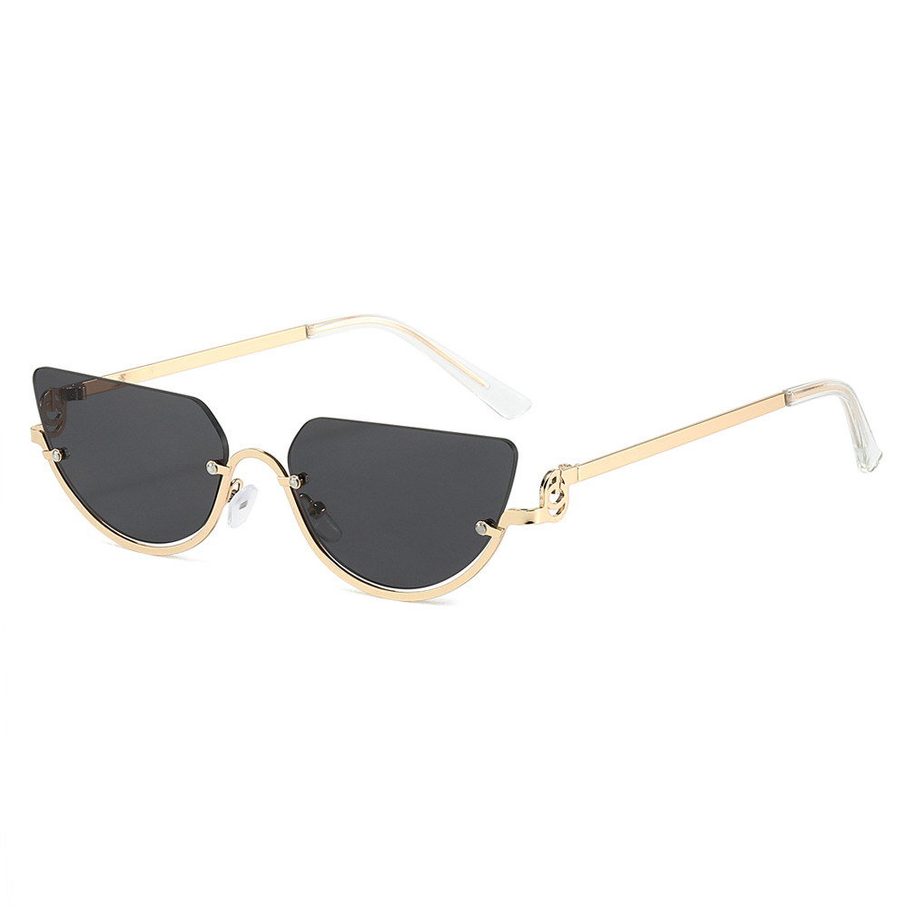 Wholesale Cat Eye Metal Half Frame Sunglasses UV400 Protection For Women - Everful