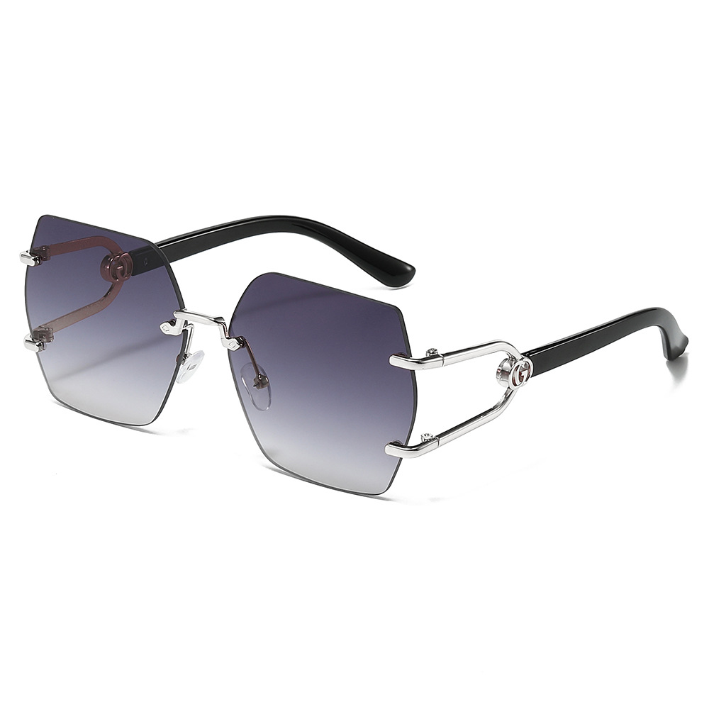 Wholesale Fashion Rimless Geometric Oversized Sunglasses For Women - Everful