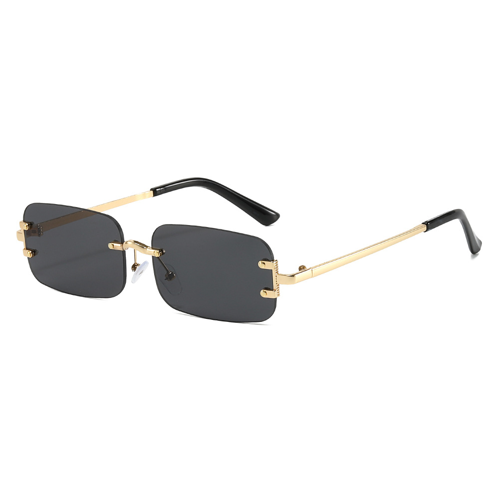 Wholesale Rimless Rectangle Sunglasses Metal Frame UV400 For Men Women - Everful
