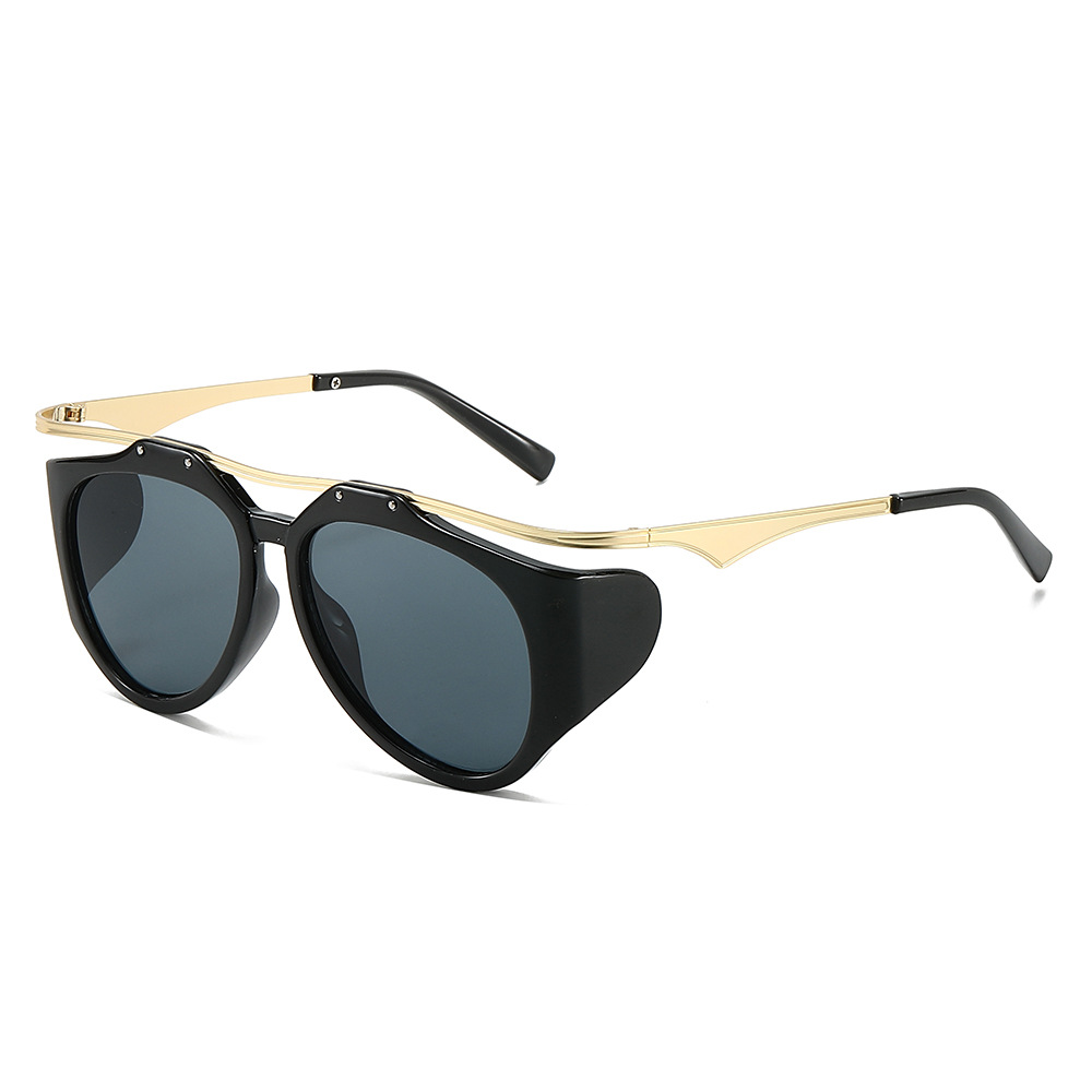 Wholesale Steampunk Square Sunglasses with Metal Frame and Side Shields - Everful