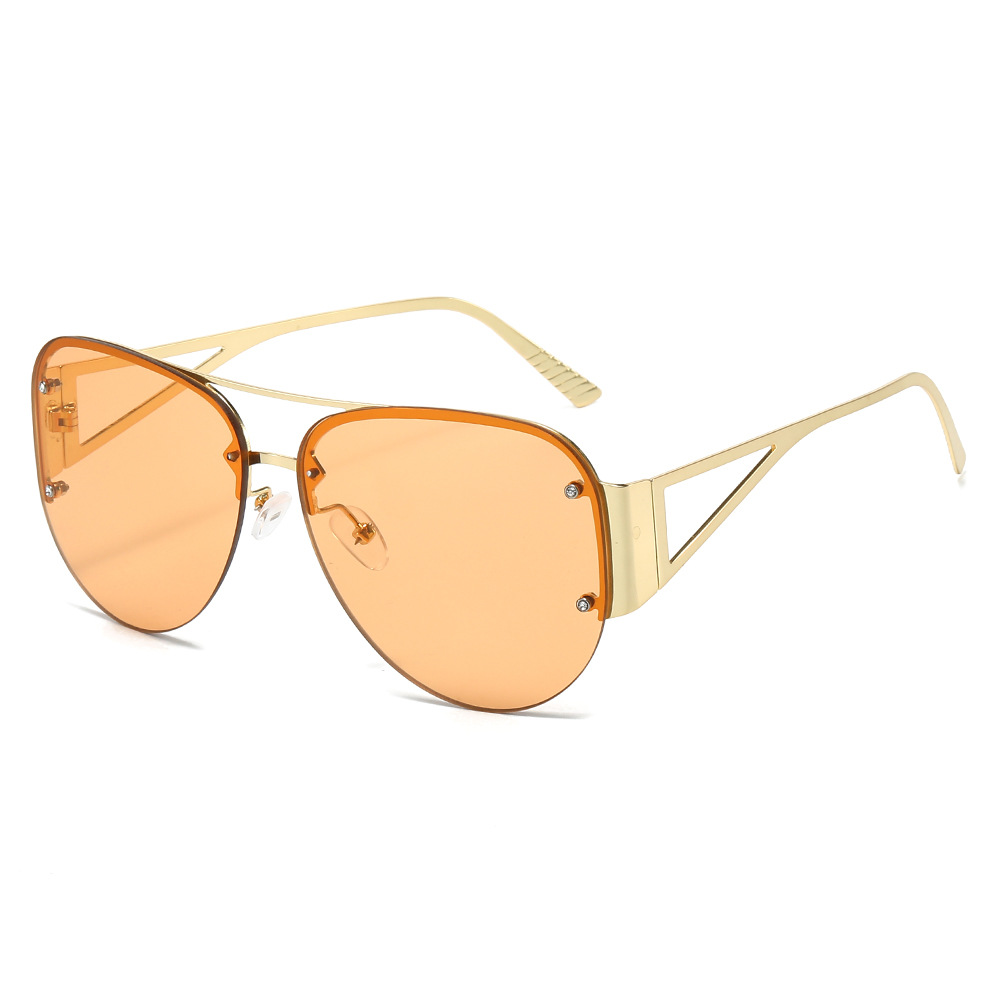 Wholesale Aviator Sunglasses Metal Frame Geometric Hollow Temples For Men Women - Everful