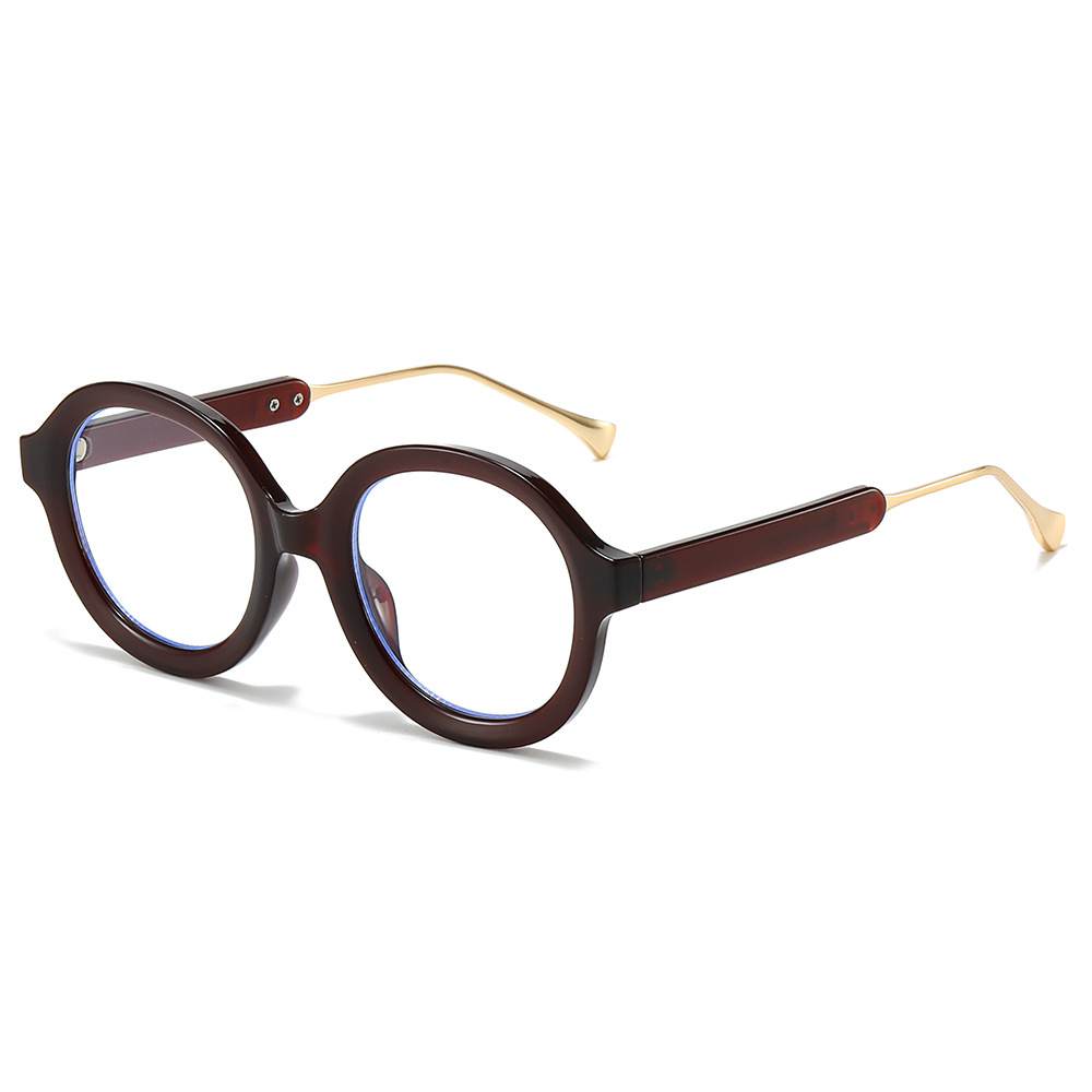 Wholesale Anti Blue Light Round Oversized Eyeglasses Retro PC Frame - Everful