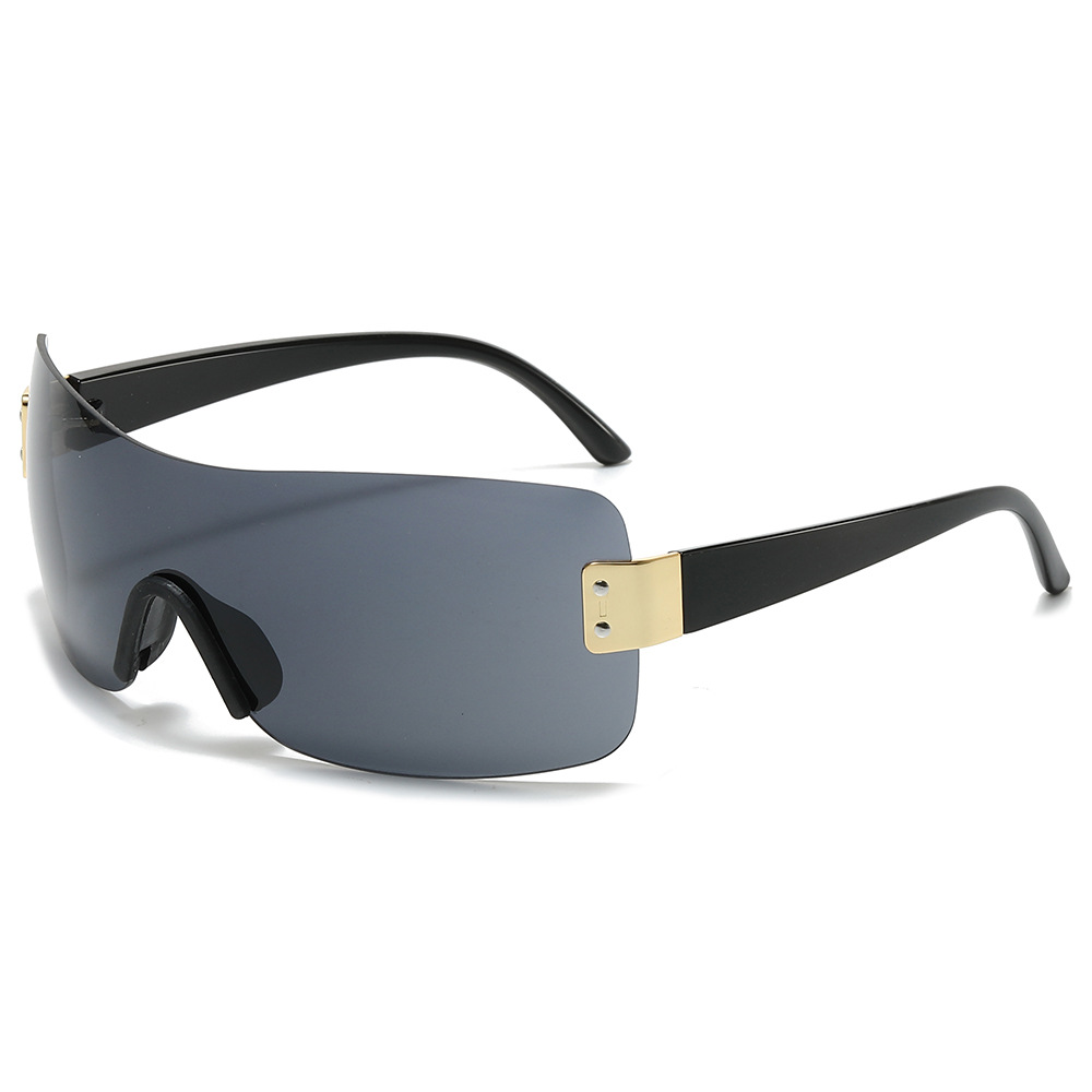 Wholesale Oversized Shield Sunglasses Y2K Rimless UV400 Metal Frame - Everful