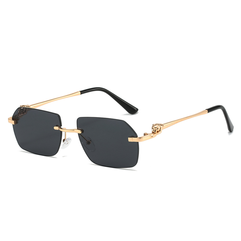 Wholesale Rimless Square Sunglasses With Leopard Head Hinge For Women Men - Everful