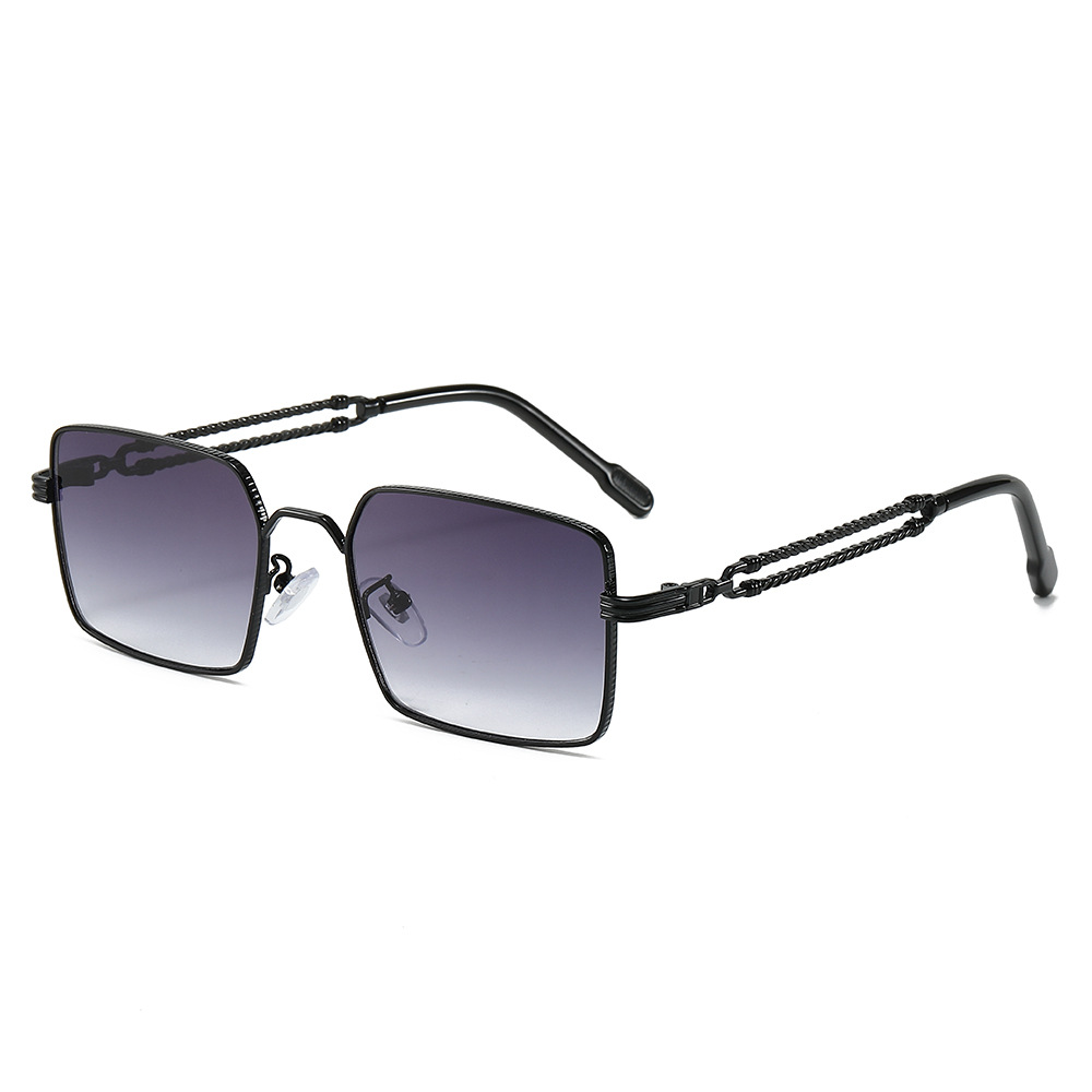 Wholesale Fashion Square Metal Sunglasses with Woven Temples For Men Women - Everful