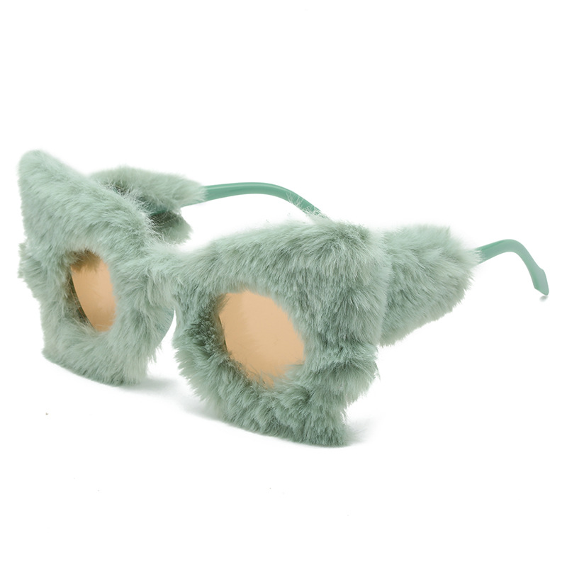 Wholesale Butterfly Plush Furry Sunglasses With PC Frame For Women - Everful