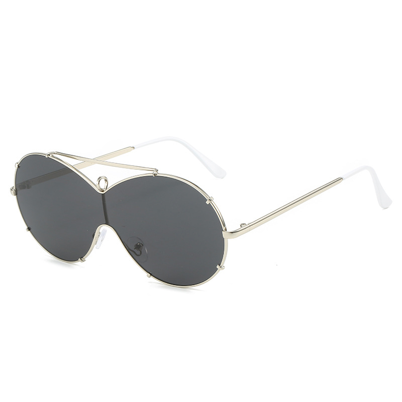 Wholesale Oversized One Piece Polarized Sunglasses with Metal Frame - Everful