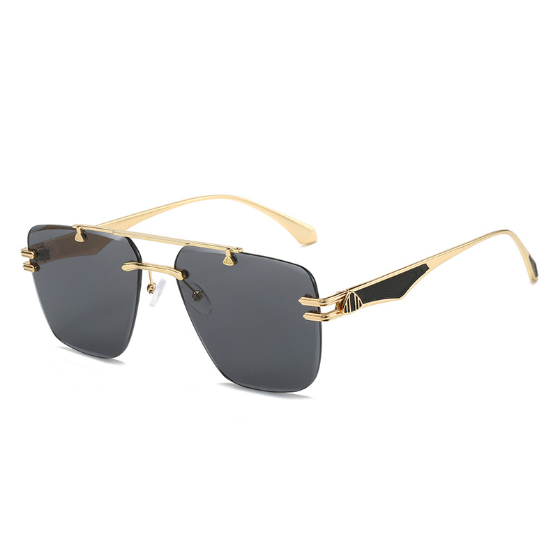 Wholesale Rimless Square Sunglasses with Double Bridge UV400 Metal Frame - Everful