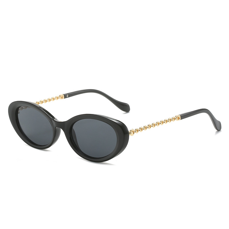 Wholesale Retro Oval Sunglasses with Metal Chain Temples For Women - Everful