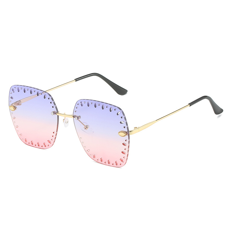 Wholesale Oversized Rimless Metal Sunglasses with Gradient Lens - Everful