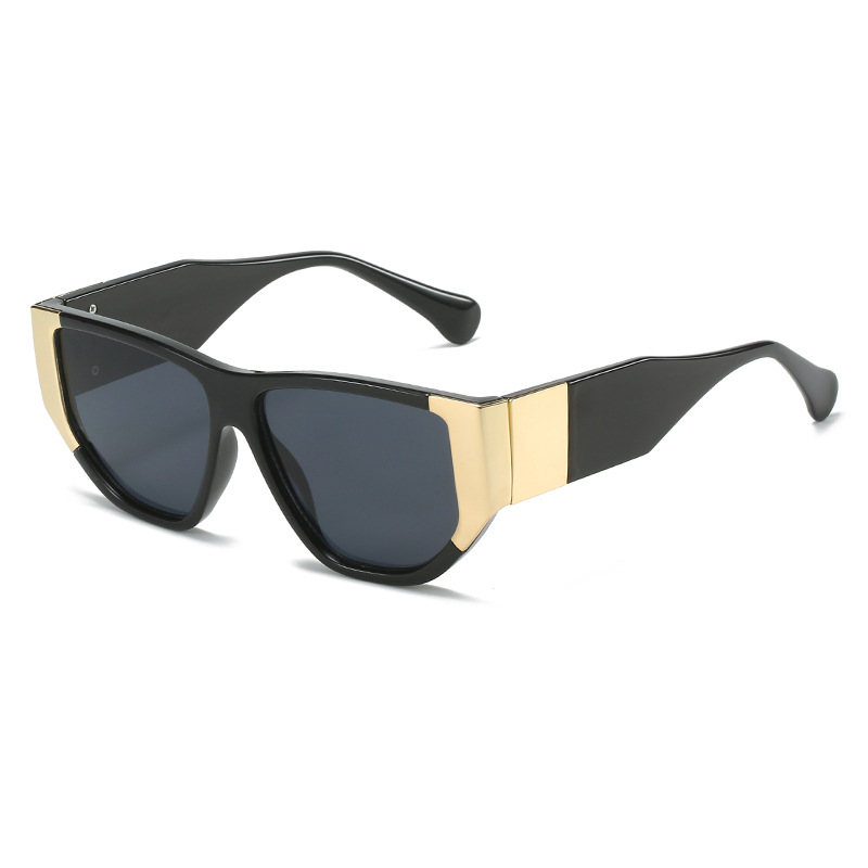 Square Oversized Sunglasses For Women Retro Vintage Thick Frame UV400 Protection Plastic Metal Fashion Shades Gold Decor Eyewear
