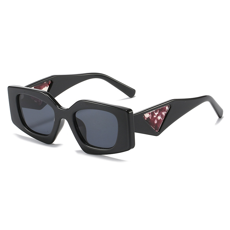 Geometric Cat Eye Sunglasses PC Thick Frame UV400 Protection Hip Hop Vintage Trendy Eyewear For Women Men Unisex