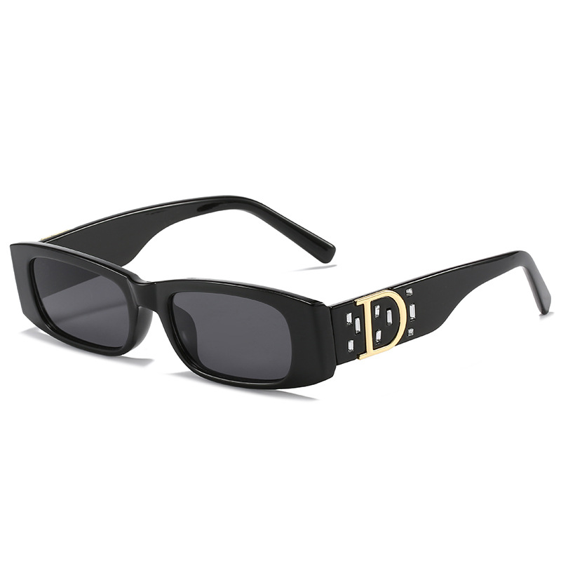 Wholesale Square Rhinestone Sunglasses with Metal Letter Decoration - Everful