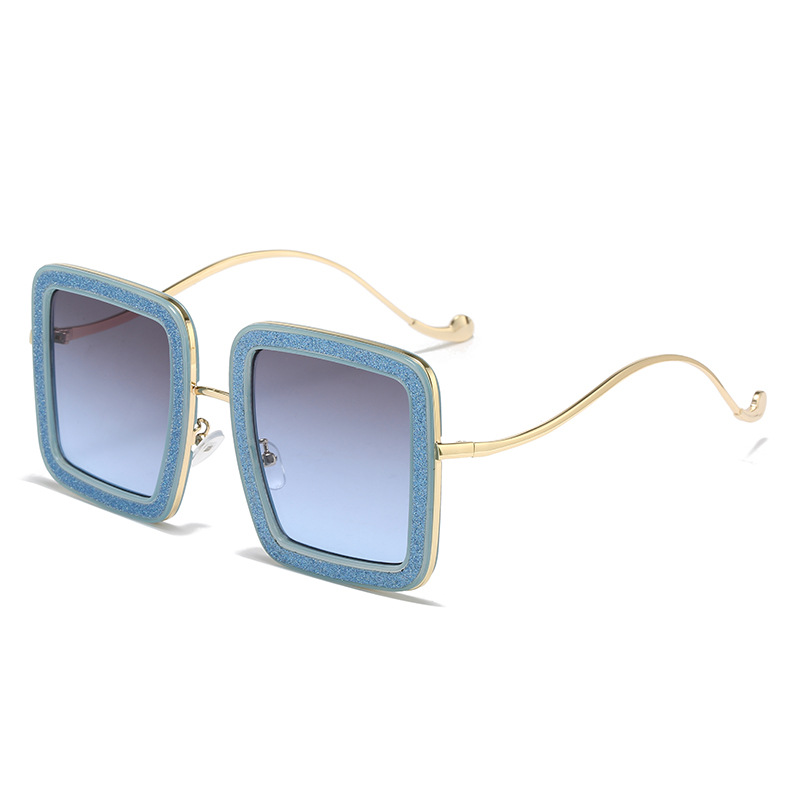 Wholesale Square Oversized Glitter PC Metal Sunglasses For Women - Everful