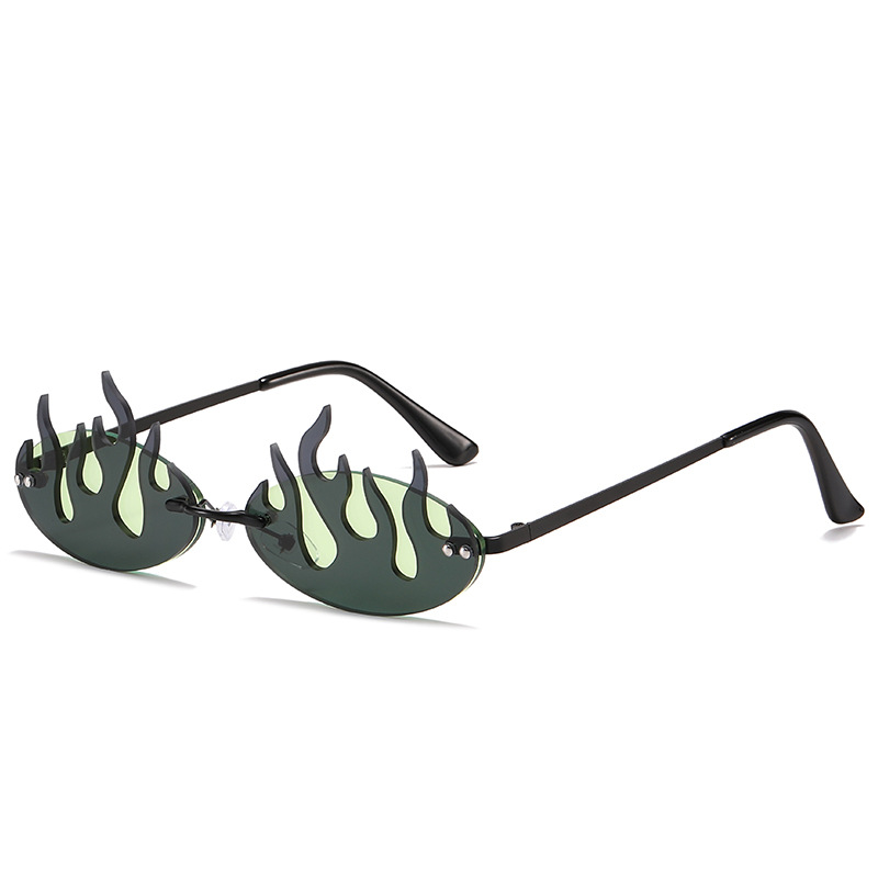 Wholesale Flame Sunglasses Rimless Fire Shape Metal Frame UV400 For Women Men - Everful