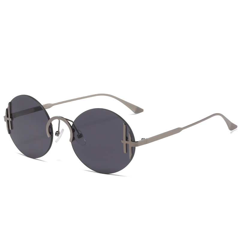 Wholesale Round Rimless Sunglasses with UV400 Protection Metal Frame - Everful